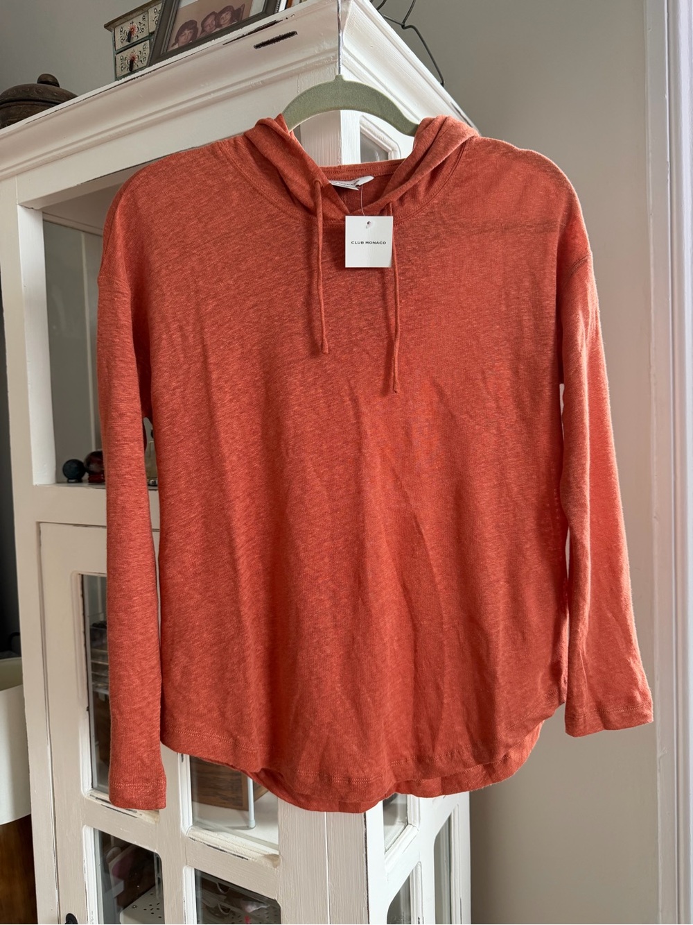 Club Monaco Hooded Knit Pullover in Terracotta